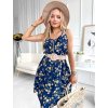 Kvetované šaty so zipsom - tmavomodré