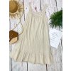 Béžové letné šaty bez rukávov s krajkou na dekolte