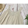 Béžové letné šaty bez rukávov s krajkou na dekolte