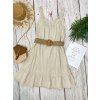 Béžové letné šaty bez rukávov s krajkou na dekolte