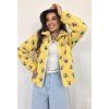 žltá fleecová bunda s kvietkami