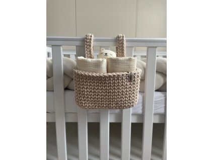 Závesný háčkovaný košík WARM BEIGE