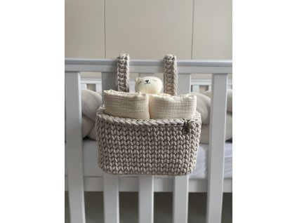 Závesný háčkovaný košík BEIGE