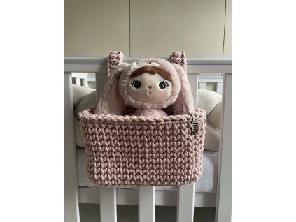 Závesný háčkovaný košík PASTEL PINK
