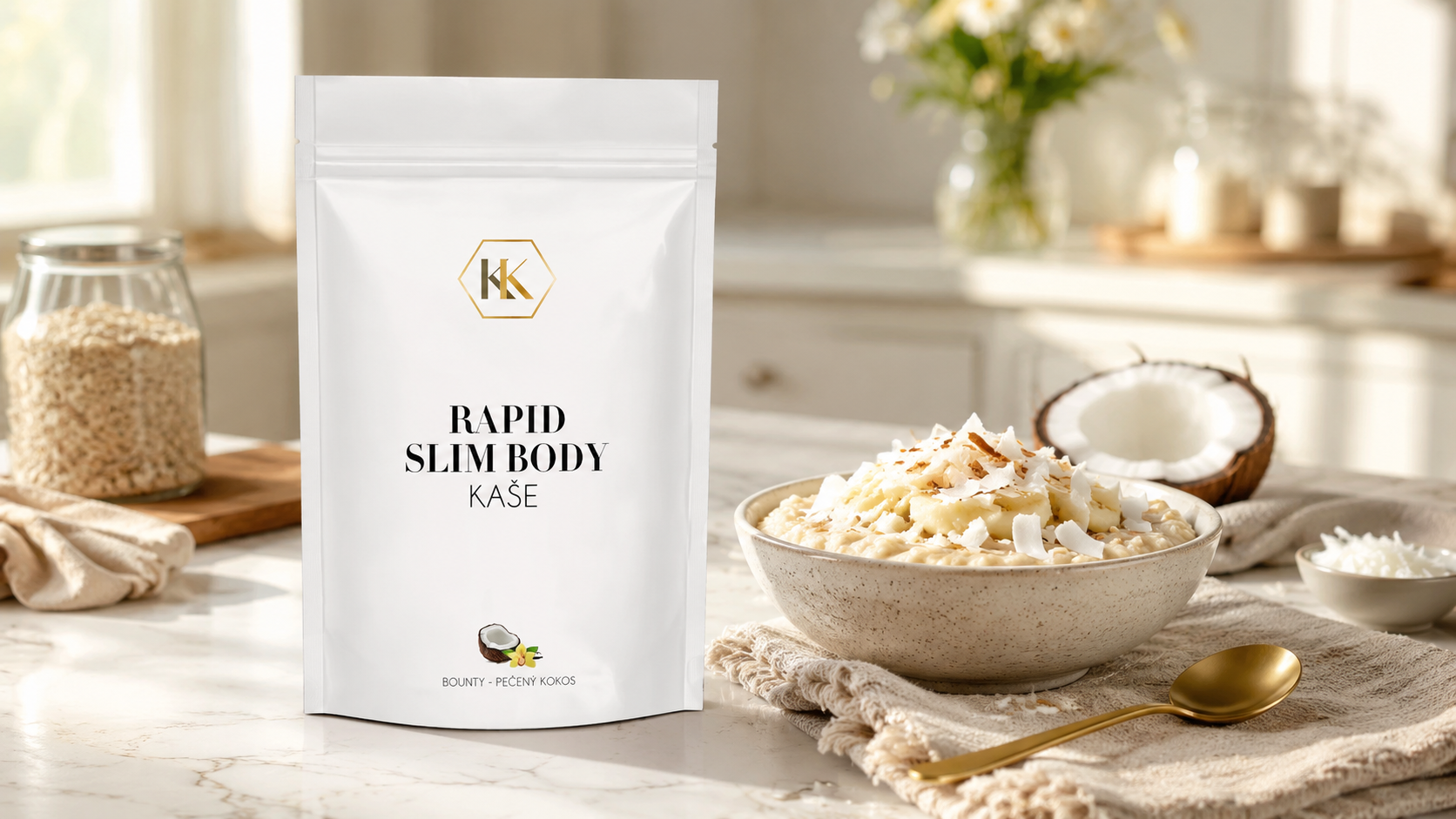 Rapid Slim Body kaše pečený kokos - ovesná kaše s proteinem