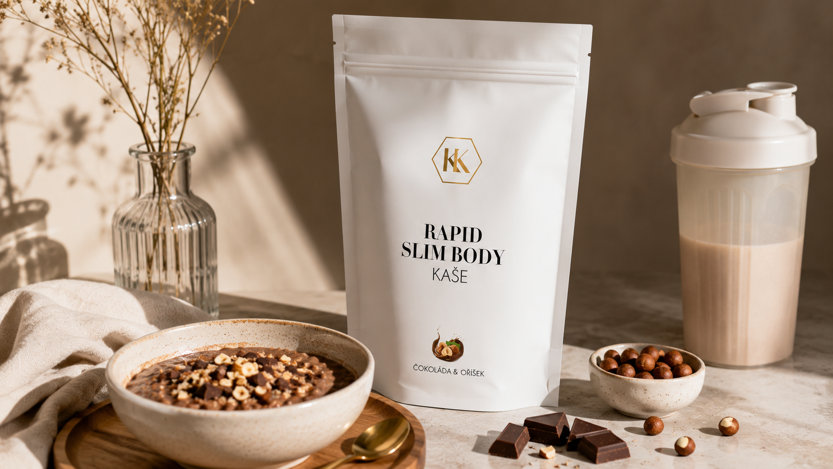 Rapid Slim Body kaše čokoláda a oříšek - ovesná kaše s proteinem