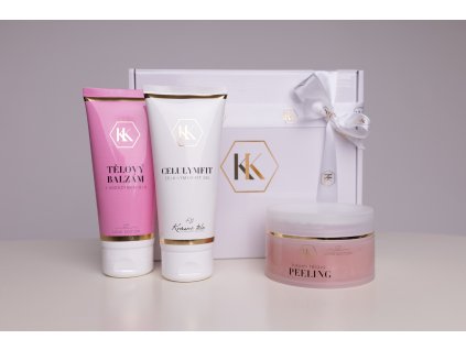 Luxusní dárková sada proti celulitidě: Tělový balzám s koenzymem Q10, Luxusní tělový peeling Love a Celulymfit