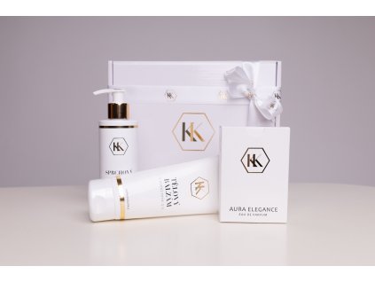 Luxusní dárková sada Aura Elegance: Parfém, sprchový olej a tělový balzám