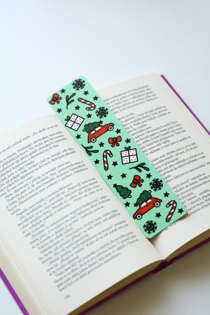 Ilustrovaná záložka do knihy Vánoce – tradiční sváteční ilustrace
