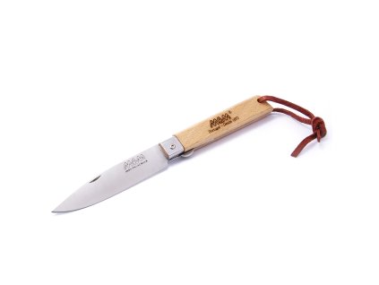 MAM Operario 2038 Zavírací nůž s koženým poutkem, pojistka - buk, 8,8 cm BOX