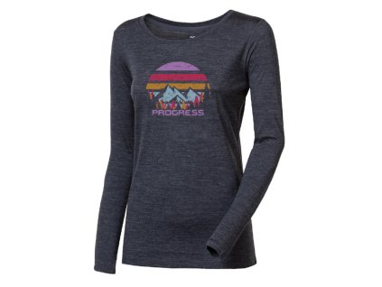 HELA "LANDSCAPE" dámské merino triko s dlouhým rukávem (Velikost S, Barva šedý melír)