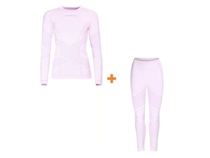 SEAMLESS-BAMBOO SET LADIES dámské bambusové termoprádlo (Velikost XS/S, Barva vínová/růžová)