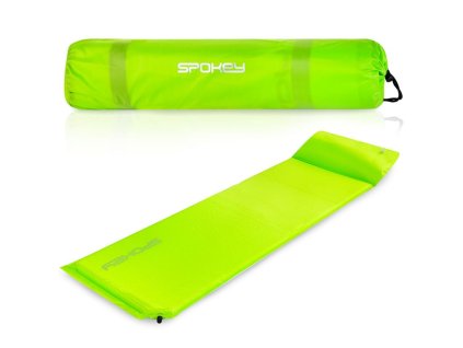 Spokey SAVORY PILLOW Samonafukovací karimatka s polštářkem, 186 x 50 x 2,5 cm, R-Value 3.6, zelená