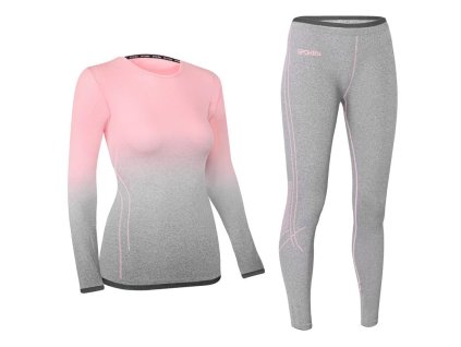 Spokey FLORA SET Dámské termoprádlo, růžovo-šedé, vel. S/M