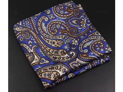 Kék–barna paisley díszzsebkendő