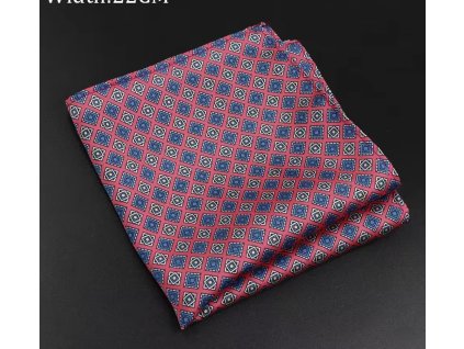 Bordó–kék mintás díszzsebkendő