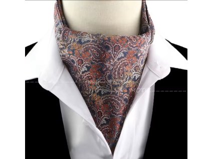 Barna–kék paisley ascot sál