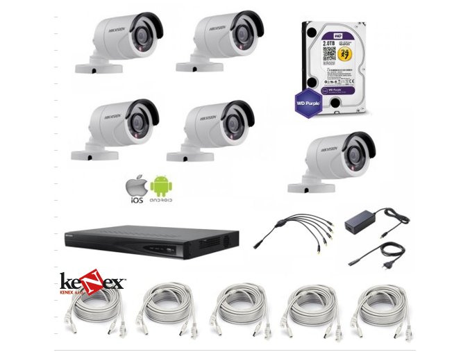 kamerovy set venkovni hikvision ip full hd 05 v rozliseni 1080p 5xip kamer