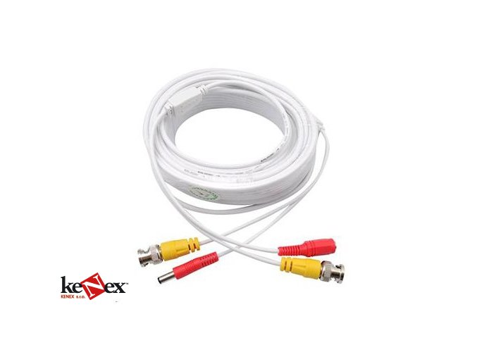 kabel koaxialni s bnc napajeni 5 metru bily