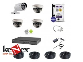 Kamerový set  Hikvision Proffesional 1 venkovní + 3 vnitřní