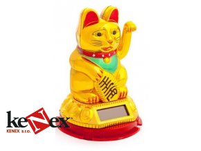 Kočka štěstí Maneki Neko 8 cm solarní nová verze