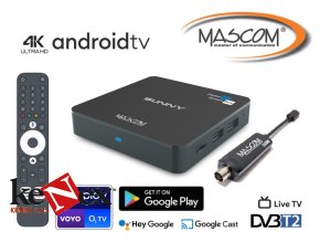 mascom sunny t android tv12 0 box s dvb t2 tunerem 4k hdr wifi bt oneplay netflix