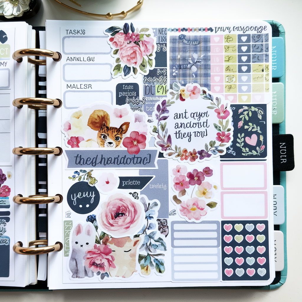 Jak kombinovat různé typy samolepek v diáři, aby to vypadalo hezky?