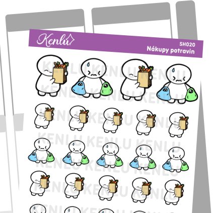 Samolepkový sheet - nákupy potravin