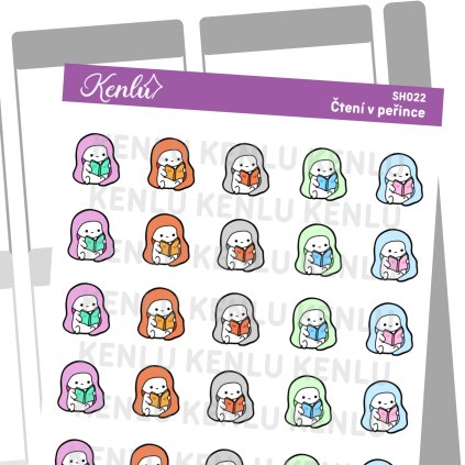 Samolepkový sheet - čtení v peřince