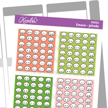 Samolepkový sheet - emoce jahody