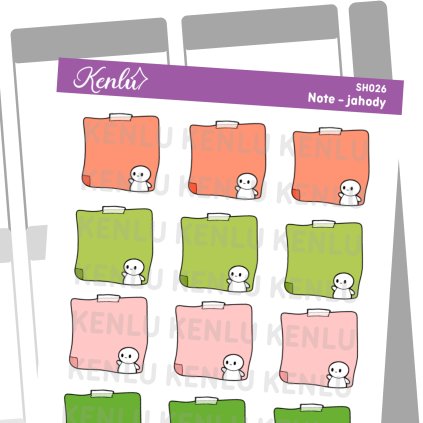 Samolepkový sheet - note jahody