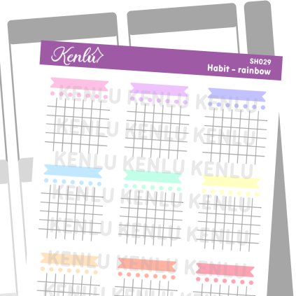 Samolepkový sheet - habbit tracker rainbow