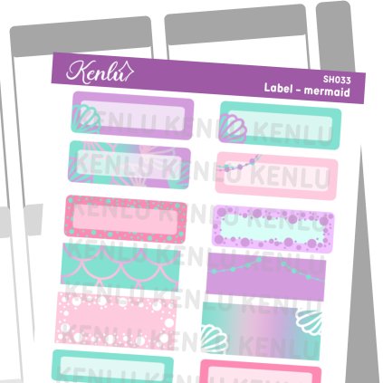 Samolepkový sheet - label mermaid