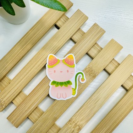 Samolepka - jahůdková kočička