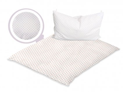 Set 4v1 Přikrývka - Smetanová s nachovými puntíky