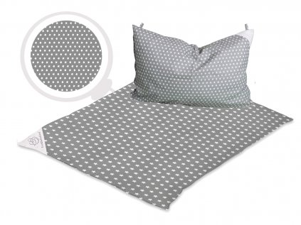 Set 4v1 Přikrývka - Šedý s bílými hvězdičkami