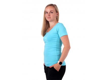 Kojící tričko Kateřina, krátký rukáv, tyrkysové L/XL