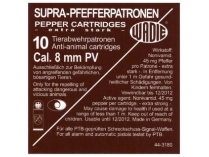 Wadie Supra cal. 8mm PV Pepper Cartridges 10 pcs