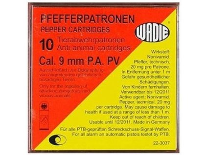Wadie cal. 9mm P.A. PV Pepper Cartridges 10 pcs