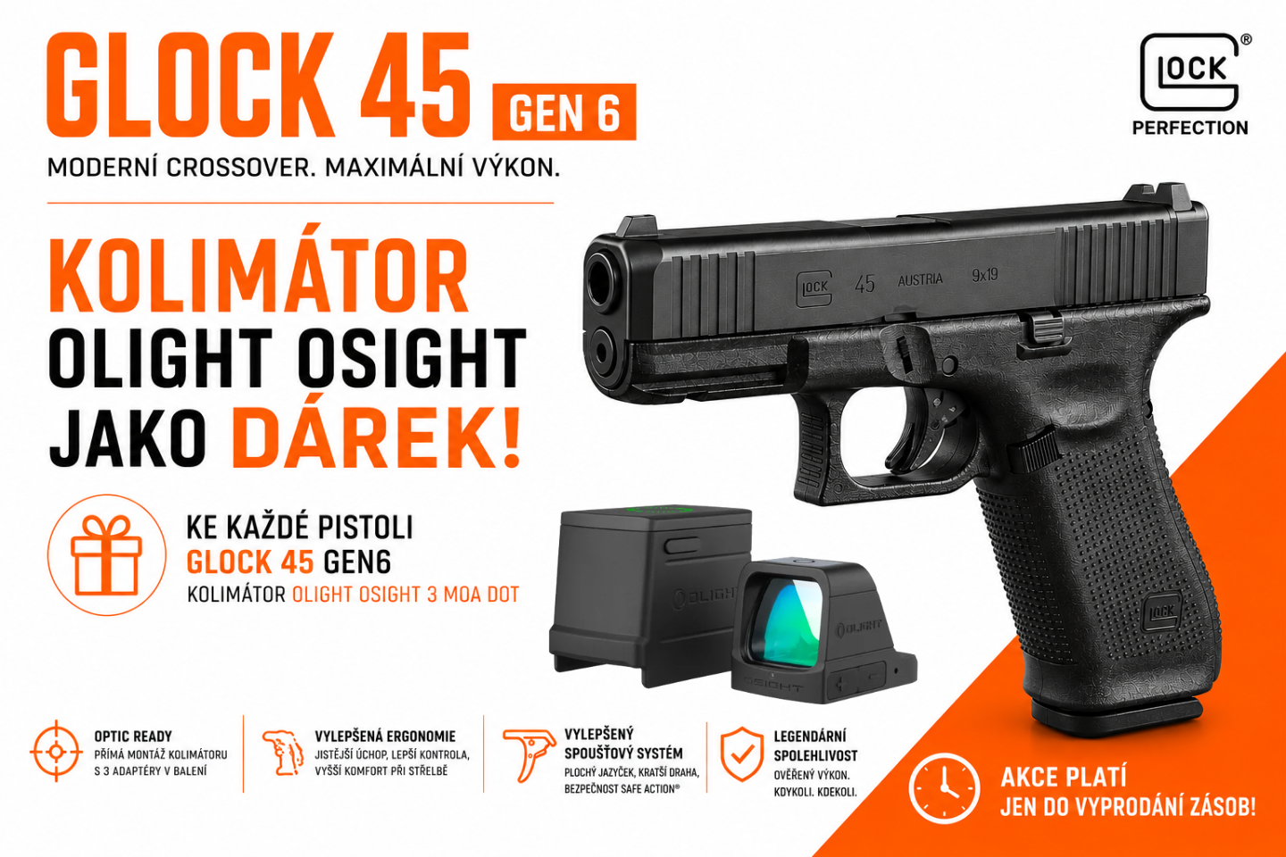 Gloc45 gen 6 a Olight kolimátor