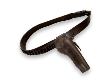 opasek hnedy s pouzdrem na revolver peacemaker