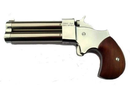 Perkusní dvouhlavňová pistole Great Gun Derringer .45 3" nikl