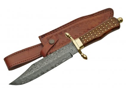 7818 nuz damascus brass pin bowie dm1058