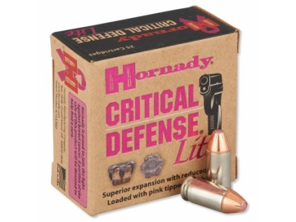 naboj kulovy hornady critical defense lite 9mm luger 100gr ftx