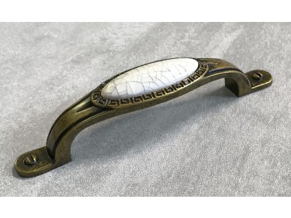 Rustikální nábytková úchytka OLVIA CD6741-EAB mosaz patina + keramika