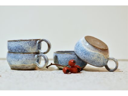 Nízka modrá šálka so stekaným efektom 60ml