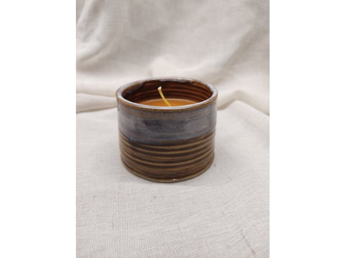 Svíčka s pravým včelím voskem v kamenině