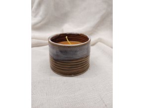 Svíčka s pravým včelím voskem v kamenině