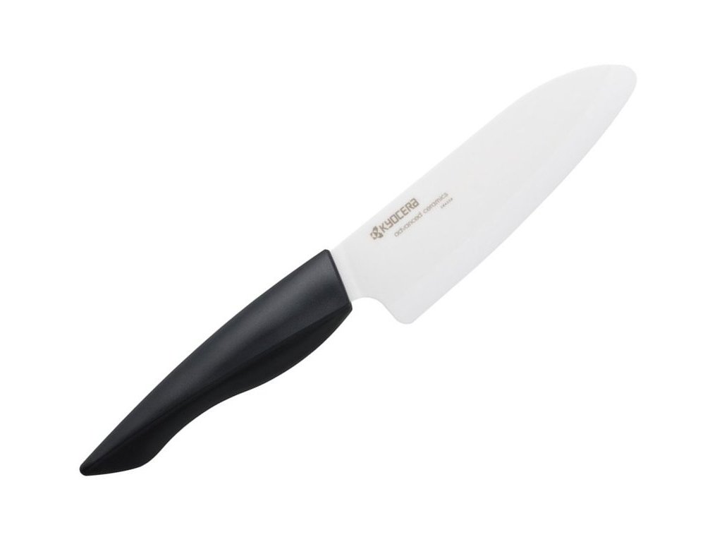 Keramický nůž Santoku, Shin série, bílá čepel - 14cm, černá rukojeť -  Japonské keramické nože KYOCERA