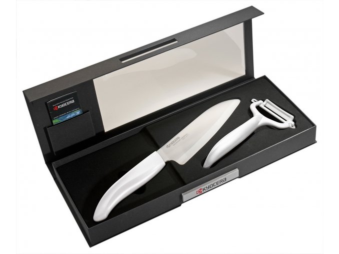Dárkové balení nože a škrabky (bílé) FK-140WH-WH + CP-10-NWH